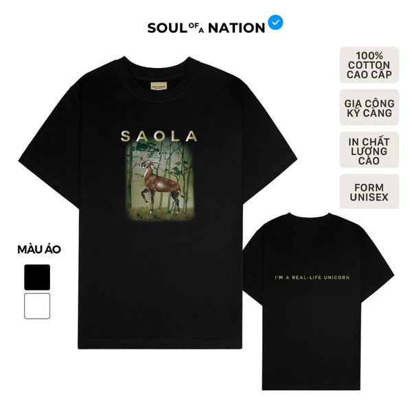 Áo thun unisex In hình cao cấp SAO LA form basic 100% cotton unisex SOUL OF A NATION - Đen/Trắng