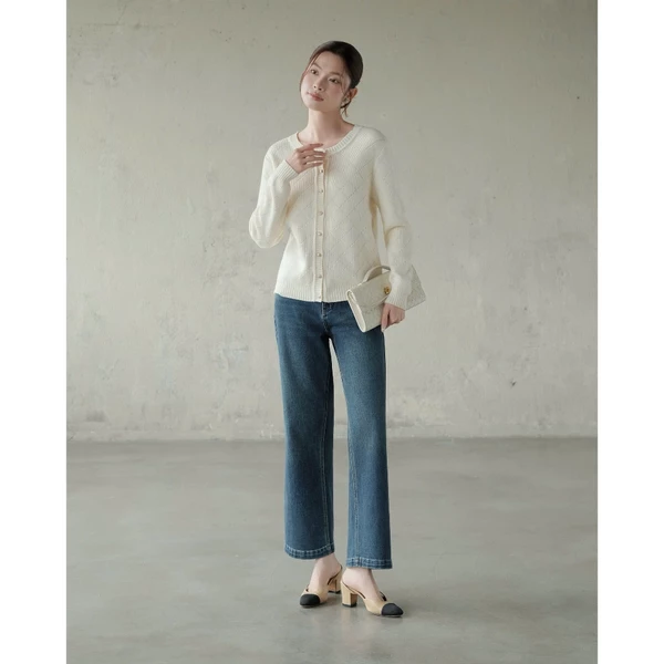 RUBIES Paul Jeans - Quần Dài Nữ Vải Jean Mềm Ống Suông Đứng Dáng Ngố