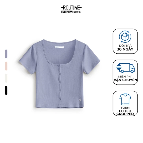 Áo Thun Tay Ngắn Nữ Cổ Vuông Form Fitted Cropped - Routine 10F25TSSW003