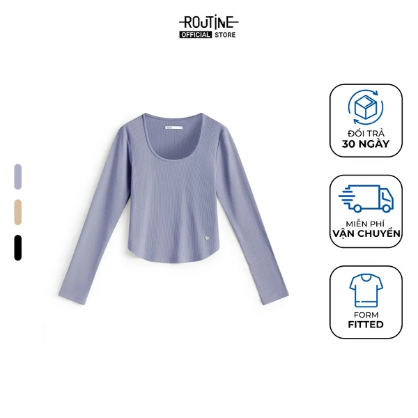 Áo Thun Tay Dài Nữ Có Nhãn Metal Form Fitted - Routine 10F25TSLW001