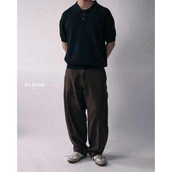 basé PANTS 06 - Quần Kaki Nâu Wash Form Ống Cong Barrel - de basé