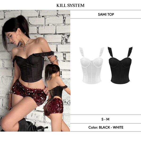 Áo hai dây dáng corset hở lưng sexy tôn dáng SAMI - 𝐊𝐈𝐋𝐋 𝐒𝐘𝐒𝐓𝐄𝐌