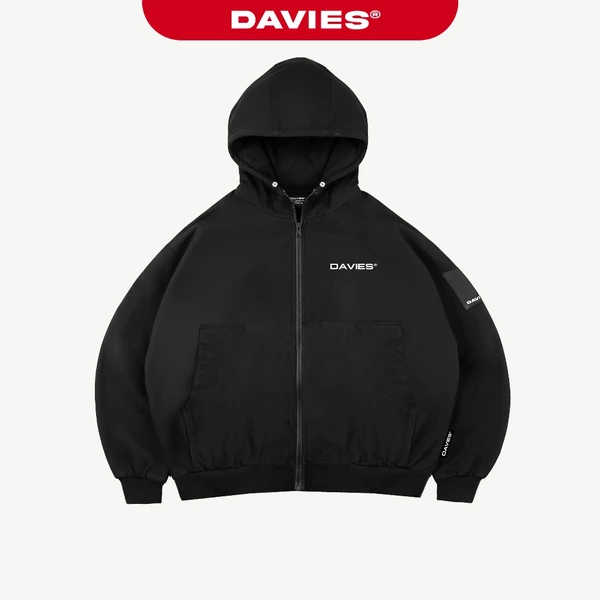 Áo khoác kaki có mũ DAVIES nam nữ màu đen form rộng đẹp Hooded Jacket local brand| D31-AK1