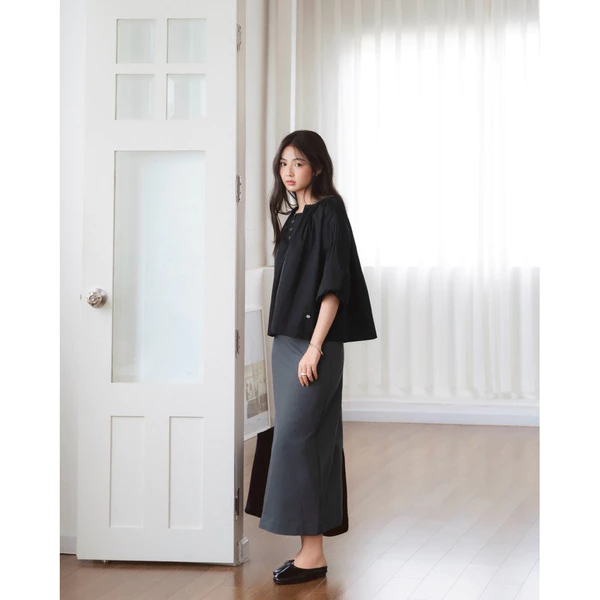 DOB - Chân váy kaki mềm lưng liền phối túi | Dawn Skirt |