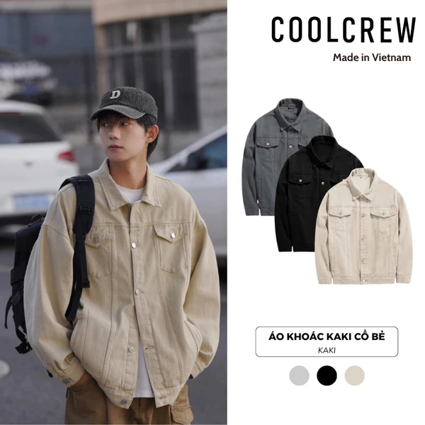 Áo Khoác Kaki Jeans Nam Nữ COOLCREW Cổ Bẻ Form Regular Phong Cách Hàn Quốc AKD057