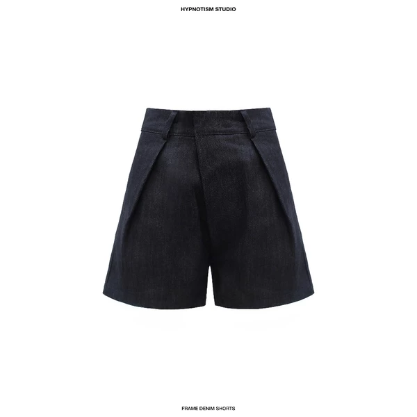 HYPNOTISM | FRAME DENIM SHORTS - Quần short denim basic cạp cao xếp ly