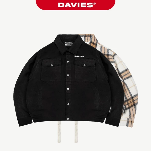 Áo khoác flannel nam nữ form boxy DAVIES local brand vải nỉ lót dù họa tiết caro nâu Button-Up Boxy Jacket I D37-AK4