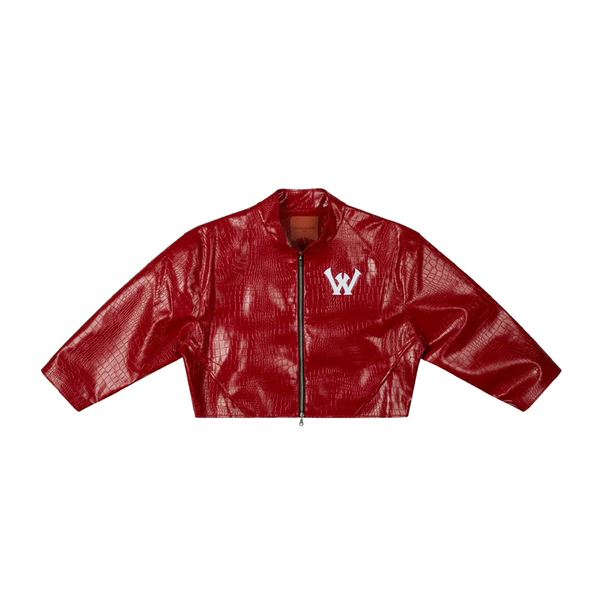 “WHENEVER” ÁO KHOÁC DA THÊU LOGO - NY LEATHER JACKET / RED