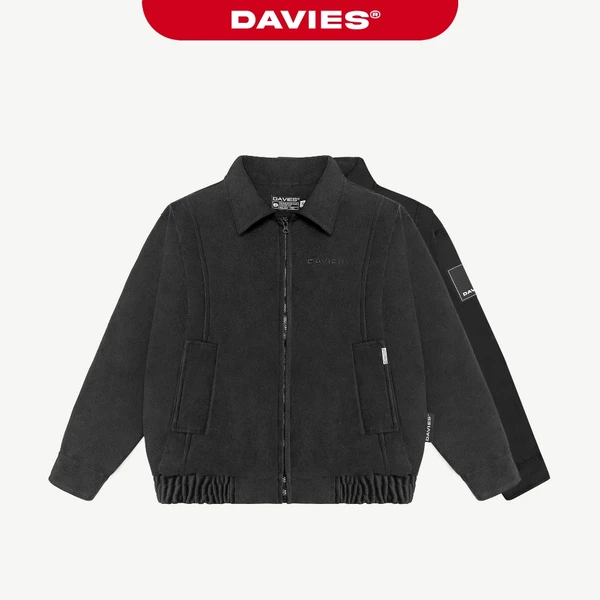 Áo khoác bomber nữ nam màu đen DAVIES local brand cổ bẻ form rộng chất da lộn, dù protex 2 lớp Coor Bomber Jacket