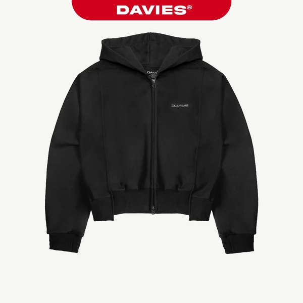 Áo khoác nữ croptop DAVIES có mũ màu đen dáng ngắn Baby Jacket local brand Acubi | D33-AK1