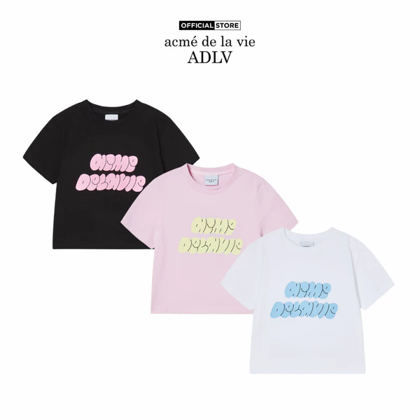 Áo Thun nữ ADLV Cloud Font dáng crop màu đen/hồng/trắng - Hàng chính hãng