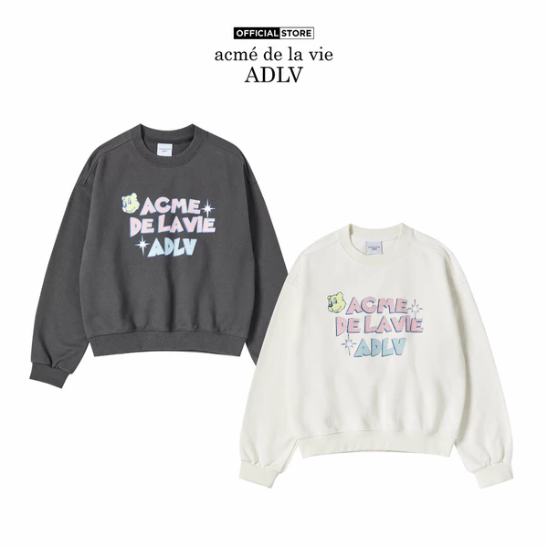 Áo Nỉ nữ ADLV AC Bear Candy dáng crop màu than chì/kem - Hàng chính hãng