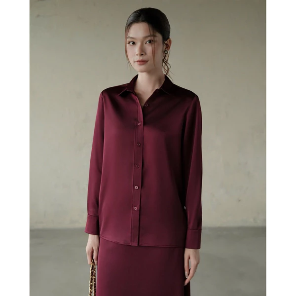 RUBIES Sora Shirt - Áo Sơ Mi Nữ Vải Lụa Tay Dài Cổ Đức