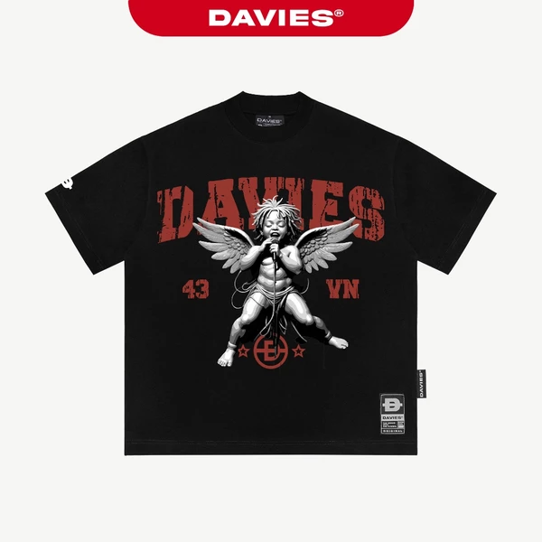 Áo thun đen nam nữ in tràn viền DAVIES local brand form rộng tay lỡ thoáng mát Defiant Tee I D38-T3