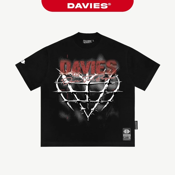 Áo thun hoạ tiết tràn viền nam nữ DAVIES màu đen form rộng vải cotton thoáng mát Confined Passion Tee local brand | D-T6