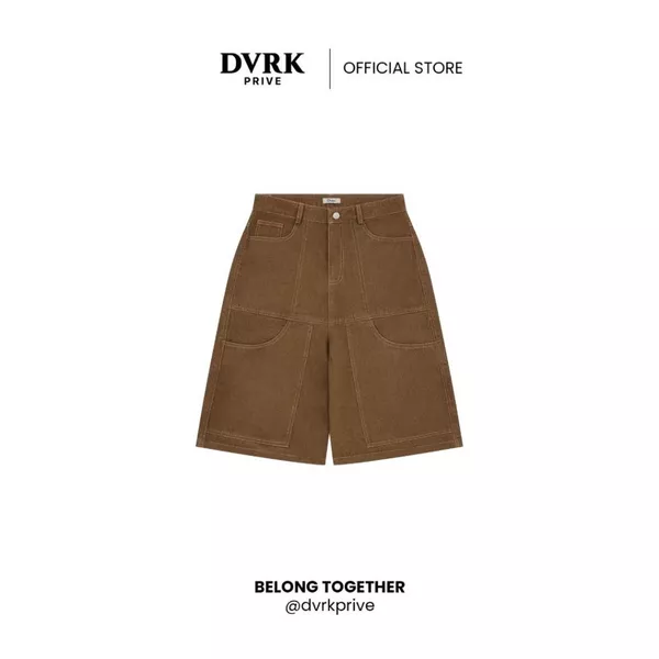 Quần Shorts Jeans Ống Rộng Màu Nâu LE NUIT-DVRK-25W
