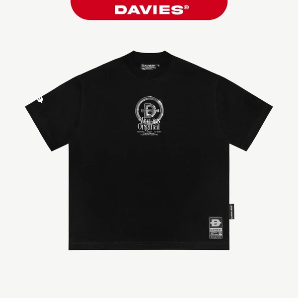 Áo phông local brand chính hãng DAVIES nam nữ form rộng tay lỡ màu đen Tee Flash | D32-T12