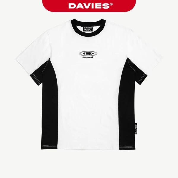 Áo phông local brand DAVIES đẹp phối màu đen trắng nam nữ form rộng DAVIES