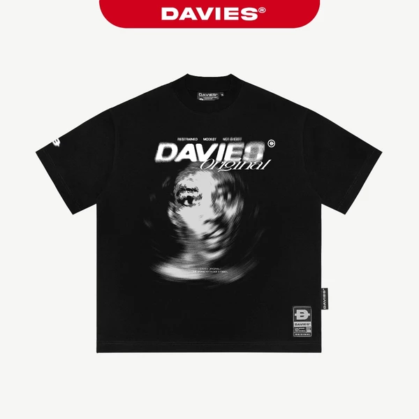 Áo thun local brand nam nữ DAVIES form rộng tay lỡ màu đen Tee Tumult I D33-T13