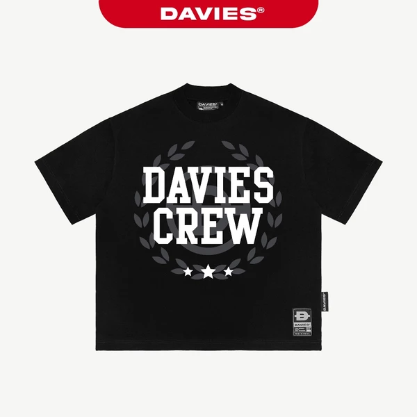 Áo phông đen nam nữ in tràn viền DAVIES local brand form rộng tay lỡ vải thun cotton thoáng mát Tee Davies Crew I D37-T8