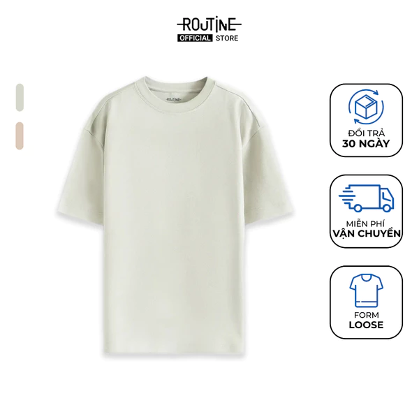 Áo Thun Tay Ngắn Vải Cotton Trơn Phối Tape Form Loose - Routine 10S25TSS052