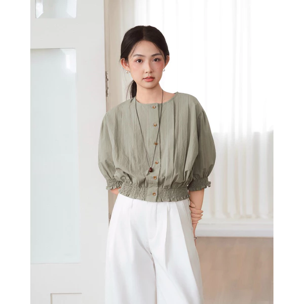 DOB - Áo kiểu tay lửng bo chun eo | Bré Top |