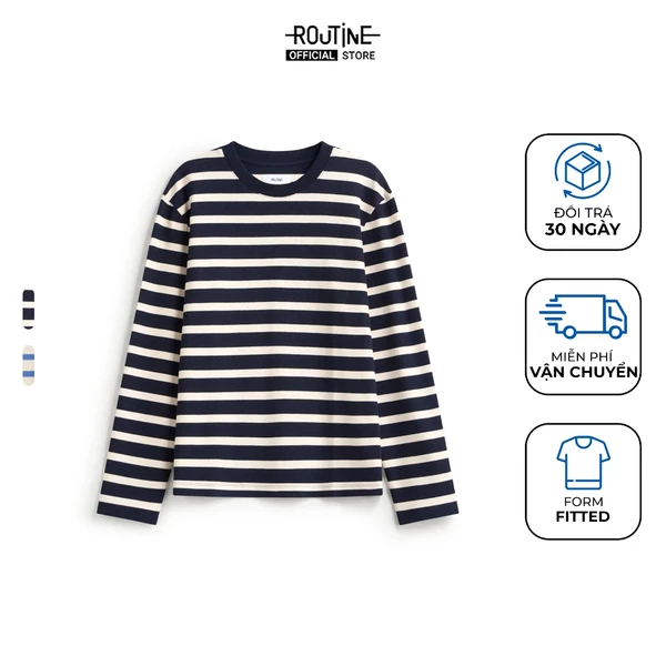 Áo Thun Tay Dài Nam Sọc Ngang Form Fiited - Routine 10F25TSL002