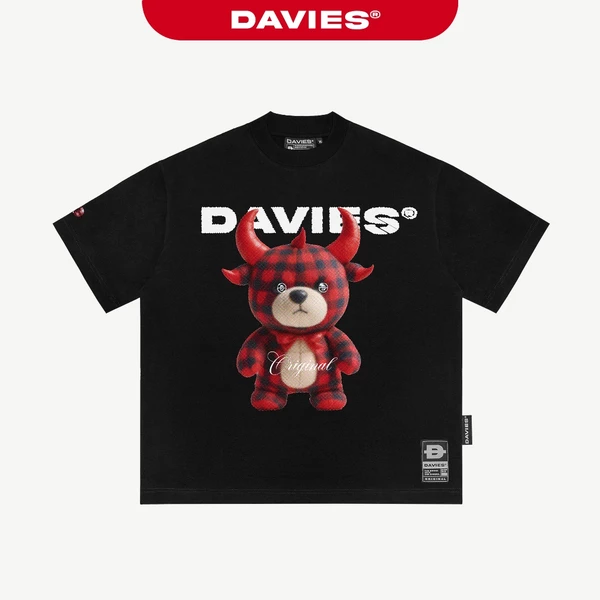 Áo thun đen nam nữ họa tiết DAVIES local brand màu đen form rộng vải cotton thoáng mát Tee Rebel Devil Teddy I D37-T4