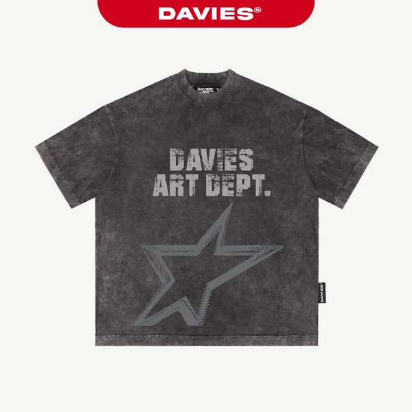 Áo wash xám in họa tiết ngôi sao DAVIES thun cotton form rộng tay lỡ nam nữ Athletic Dept Tee| D-T10
