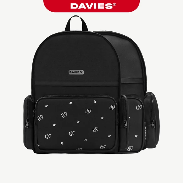 Balo đi học nữ nam màu đen họa tiết DAVIES  local brand Davies Special Backpack| D-P48