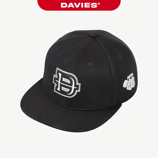 Mũ lưỡi trai hiphop nam nữ DAVIES thiết kế hình thêu logo đứng form cứng cáp màu đen Crew Snapback | D-C10