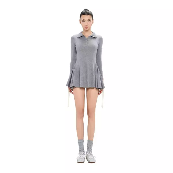 LSOUL Đầm Dài Tay Cổ Sơ Mi Ôm Body Co Giãn Phối Viền Dây Năng Động Mirae Dress V25081686