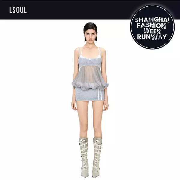 LSOUL Đầm Body Hai Dây Phối Voan Xuyên Thấu Thiết Kế Cúp Ngực Quyến Rũ Cros Dress V25051673