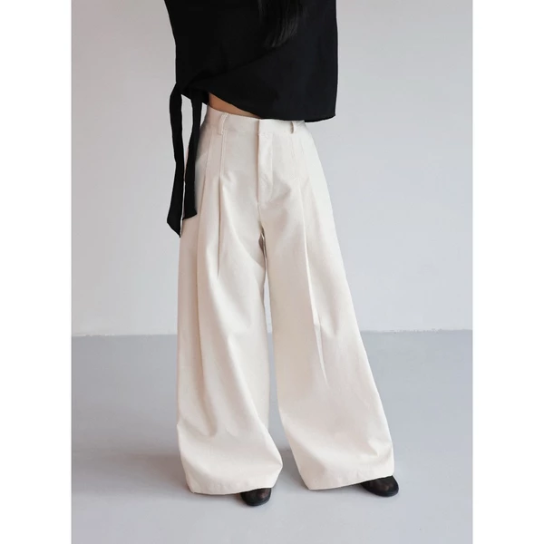 Quần linen form dài ống rộng  𝐒𝐎𝐌𝐒 | 𝐀𝐧𝐭𝐡𝐞𝐚 𝐓𝐫𝐨𝐮𝐬𝐞𝐫𝐬