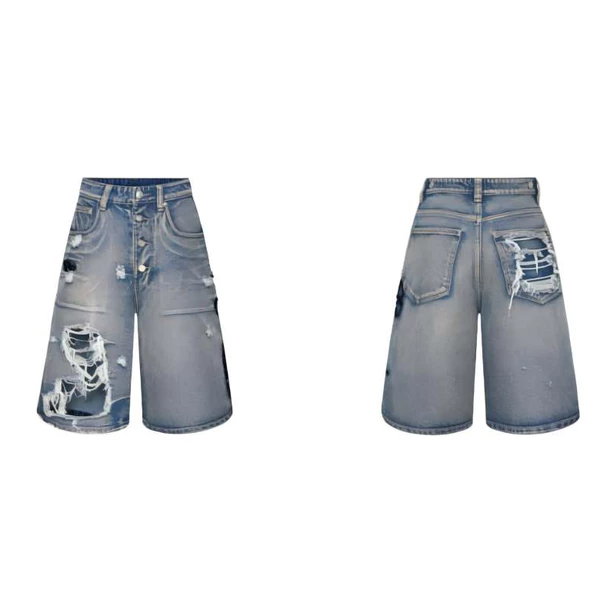 CELESTIAL DESTROYED Denim Shorts