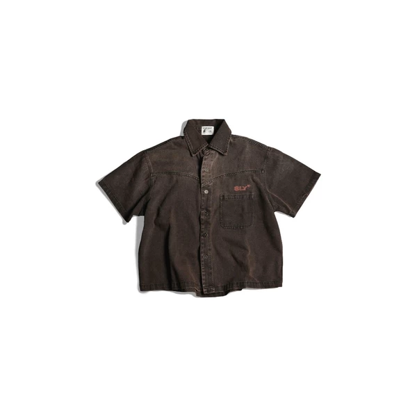 Áo sơ mi SLY Mocha Rust Mode denim washed shirt