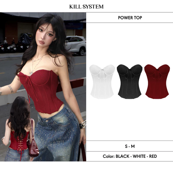 Áo nhún ngực dáng corset xuyên thấu sexy tôn dáng POWER - 𝐊𝐈𝐋𝐋 𝐒𝐘𝐒𝐓𝐄𝐌