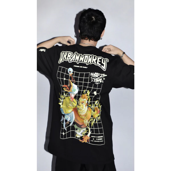 Áo Thun Nam Unisex Urban Monkey Gorado Dissin Tee Black Cotton Hai Chiều 280GSM Form Regular Phối Màu Đen Menswear Áo Th