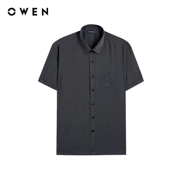 Owen - Áo sơ mi ngắn tay Body Fit AB258042NT màu Đen chất liệu Poly Rayon