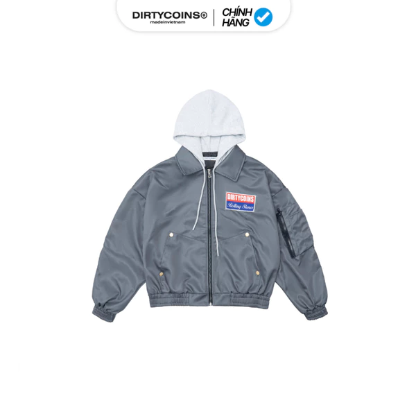 [DCxRS] Áo Khoác DirtyCoins Bomber Hooded Patch Grey