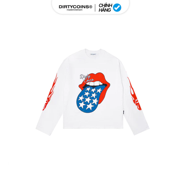 [DCxRS] Áo Thun Tay Dài DirtyCoins Flame Tongue White