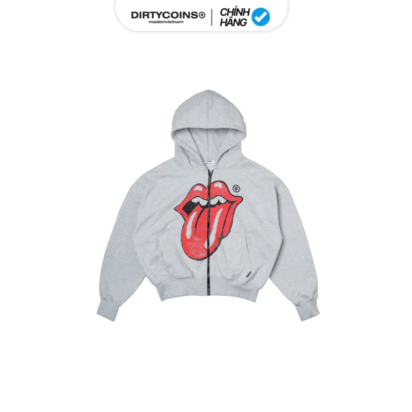 [DCxRS] Áo Khoác DirtyCoins Hoodie Zip Up Vint Tongue Grey