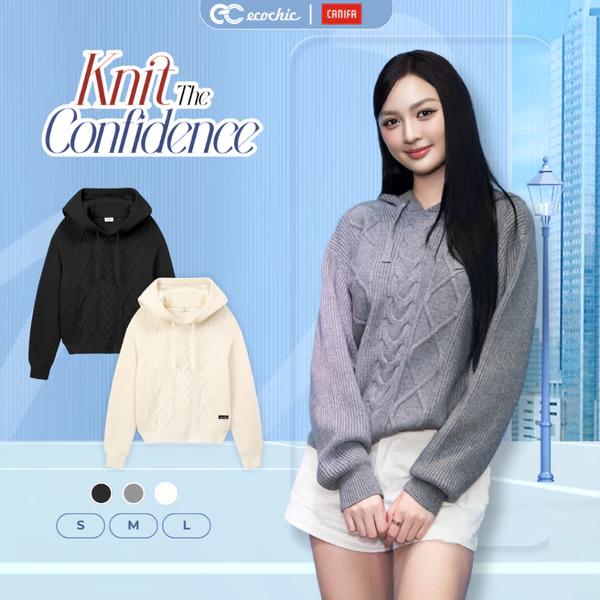 [ECOCHIC x CANIFA] Áo Len Hoodie Form Dáng Basic Có Mũ Giữ Ấm Mùa Đông Chất Liệu Cao Cấp Mềm Mịn HNH EC07