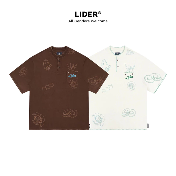 Áo Thun Unisex Cổ Tròn In Hoạ Tiết LIDER CHEERY EGGPLANT TEE - Brown/Vanilla