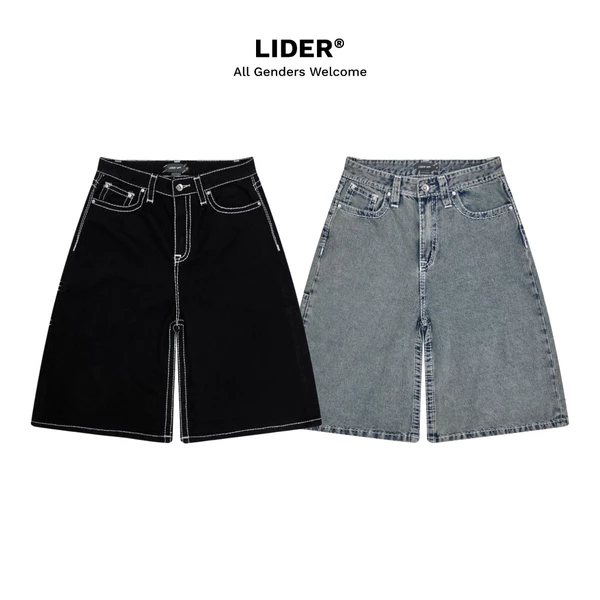 Quần Jeans Ngắn Ống Rộng Thêu Chữ L Túi Sau LIDER CARPENTER DENIM SHORTS