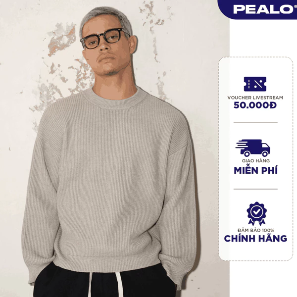 Áo len nam cổ tròn dáng xuông PEALO chất liệu len lông thỏ mềm mịn form crop - Cloud Sweater SPK2