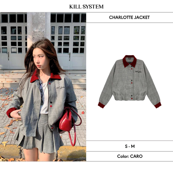 Áo khoác CHARLOTTE phối cổ nhung thêu họa tiết - 𝐊𝐈𝐋𝐋 𝐒𝐘𝐒𝐓𝐄𝐌