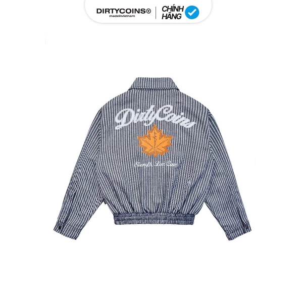 Áo Khoác Bomber DirtyCoins Striped Maple Leaf Grey