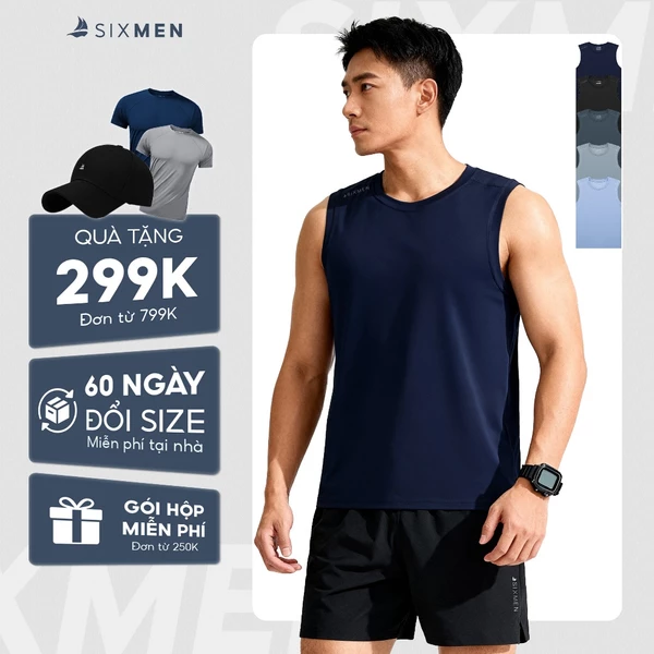 Áo thể thao nam 3 lỗ cao cấp SIXMEN Basic Thấm hút, nhanh khô, thoáng mát, co giãn tốt, áo thun nam chạy bộ, áo tập gym