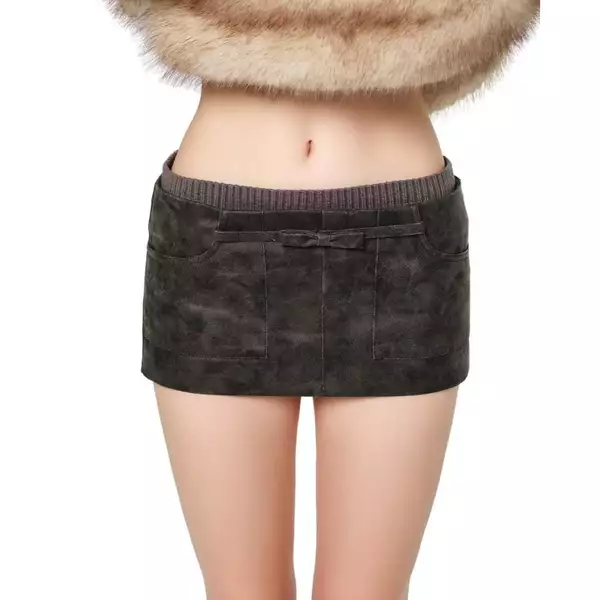 LSOUL Chân Váy Lisa Chất Da Cạp Trễ Cá Tính Y2K Ron Skirt CV25110743